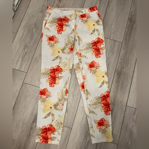 Talbots Pants - TALBOTS women’s the weekend chino tropical floral pants, cotton, ankle SZ 4